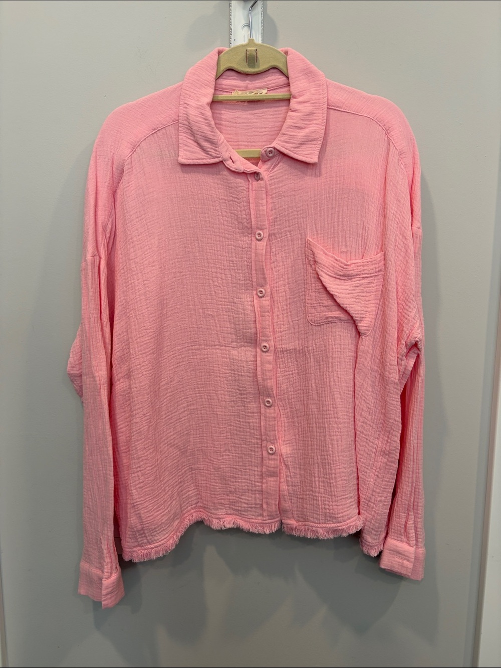 eesome Pink Gauze Button-Down Shirt